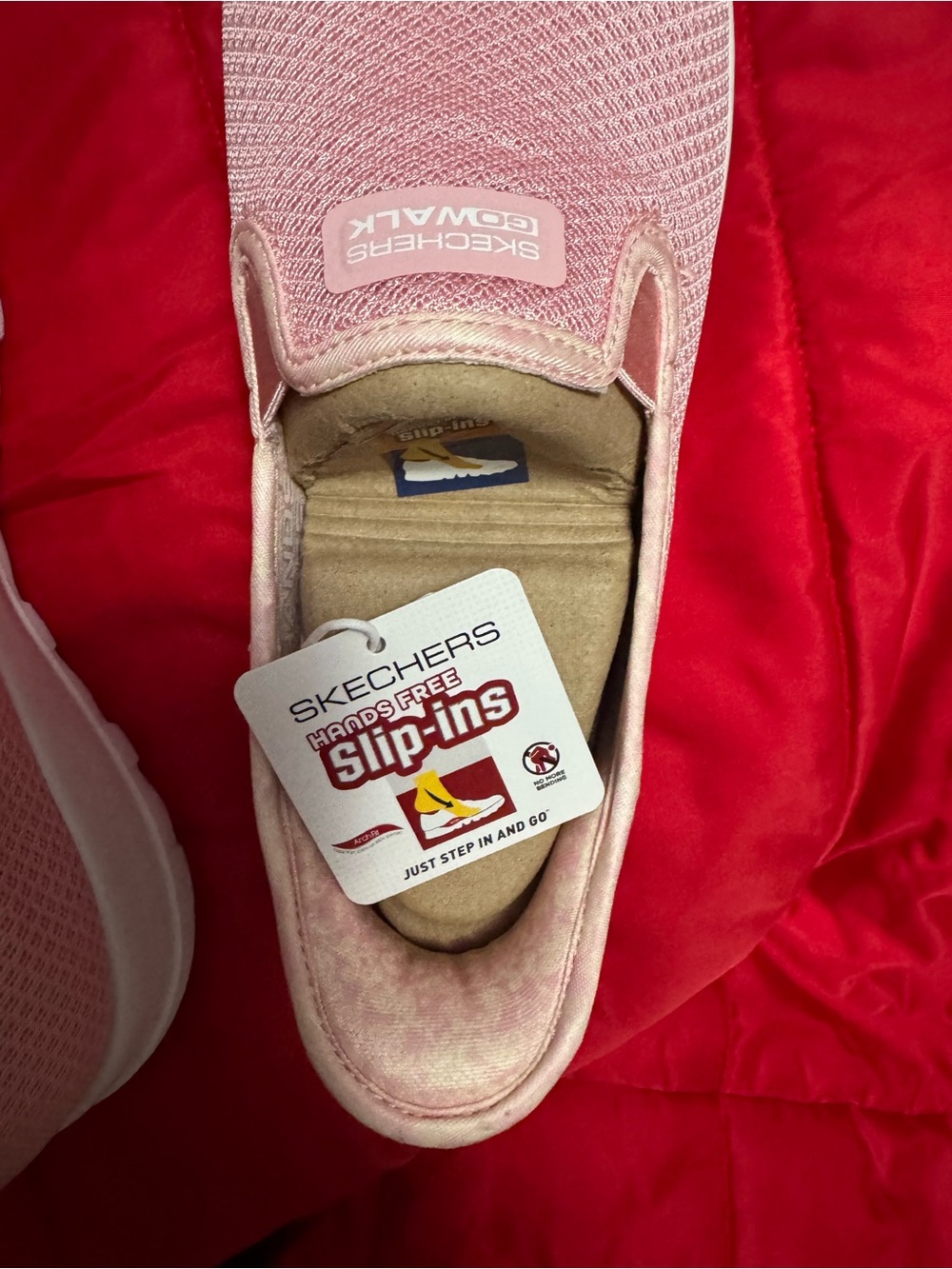 Skechers Women’s Pink Slip-On Knit Sneakers - Picture 3 of 5